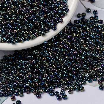 MIYUKI Round Rocailles Beads, Japanese Seed Beads, 8/0, (RR455) Metallic Variegated Blue Iris, 3mm, Hole: 1mm, about 422~455pcs/10g