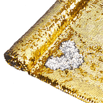 PVC Reversible Sequin Fabric, for Dress Performance Stage, Gold, 1500~1520x0.7mm