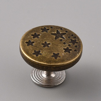 Zinc Alloy Scalable & Removable Button Pins for Jeans, Flat Round, Star Pattern, 17x7mm