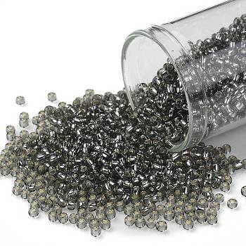 TOHO Round Seed Beads, Japanese Seed Beads, (29) Silver Lined Light Black Diamond, 11/0, 2.2mm, Hole: 0.8mm, about 1110pcs/10g