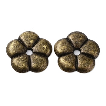 Tibetan Style Alloy Beads, Cadmium Free & Lead Free, 5-Petals Flower, Antique Bronze, 27x27x3mm, Hole: 4mm