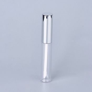 10ml PET Plastic DIY Empty Lip Glaze Containers, Lip Gloss Tube, Lip Balm Tube, with Cap, Silver, 10.6x1.6cm, Capacity: 10ml(0.34 fl. oz)