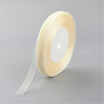 Organza Ribbon, Light Yellow, 5/8 inch(15mm), 50yards/roll(45.72m/roll), 10rolls/group, 500yards/group(457.2m/group).