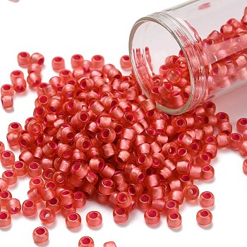 TOHO 6/0 Round Beads, Japanese Seed Beads, (2201) Silver Lined Almond Blossom, 4mm, Hole: 1.5mm, about 168pcs/10g