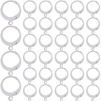 304 Stainless Steel Leverback Earring Findings, with Loop, Stainless Steel Color, 14.5x12x2mm, Hole: 1.2mm, 120Pcs/box