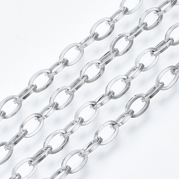 304 Stainless Steel Chains, Cable Chains, with Spool, Unwelded, Stainless Steel Color, 6.5x4x0.8mm, about 82.02 Feet(25m)/roll