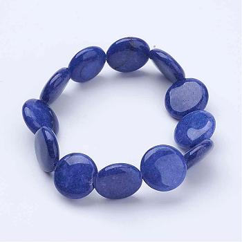 Natural Lapis Lazuli(Dyed)  Beads Stretch Bracelets, Flat Round, 2 inch(53mm)