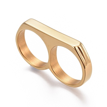 304 Stainless Steel Finger Rings, Double Rings, Golden, Size 7~12, 17~21.5mm