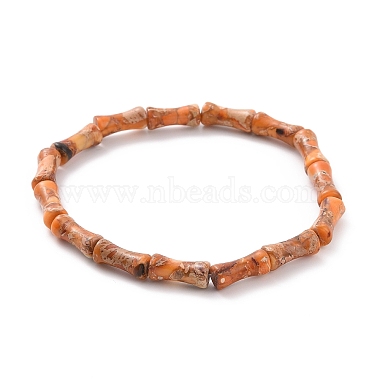 Bracelets extensibles perlés en forme de bâton de bambou en jaspe impérial naturel (teint)(BJEW-JB09098)-4