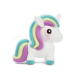Silicone Beads, Focal Beads, Unicorn, Blue, 27.5x27x12.5mm, Hole: 2mm(SIL-V008-01B)