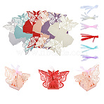 30Pcs 6 Colors European Style Hollow Butterfly Wedding Dress Paper Candy Gift Packaging Boxes, Foldable Storage Boxes for Wedding, Mixed Color, 4.4x11x8.3cm, 5pcs/color(CBOX-CJ0001-01)