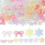 180Pcs 6 Styles Transparent Crackle Acrylic Beads, Mixed Shape, Mixed Color, 9~30x15~28x6.5~13mm, Hole: 1.8~2mm, 30pcs/style(OACR-YW0004-30)