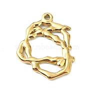 Ion Plating(IP) 304 Stainless Steel Pendants, Real 18K Gold Plated, Irregular Ring Charm, 25x20x2mm, Hole: 1.5mm(STAS-B058-10G-01)
