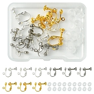 12Pcs 3 Colors Brass Screw On Clip-on Earring Findings, with Silicone Pads, Spiral Ear Clip For Non-Pierced Ears Jewelry, Mixed Color, 18x14x3mm, Hole: 1.6mm, 4Pcs/Color(KK-FS0001-29)