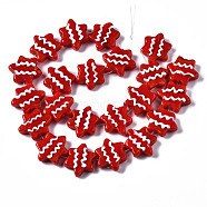 Handmade Bumpy Lampwork Beads Strands, Starfish, Red, 21~22x25~26x7~8mm, Hole: 1.4mm, about 22pcs/strand, 18.11 inch(46cm)(LAMP-Q031-008)