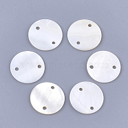 Freshwater Shell Links connectors, Flat Round, Creamy White, 20x2mm, Hole: 1.8mm(X-SHEL-T012-72D)