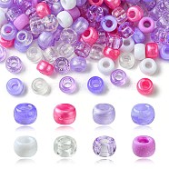 424G 8 Styles Plastic Pearlized Beads, Barrel, Plum, 9x6mm, Hole: 3.5~3.8mm, 53g/style(KY-FS0001-21A)