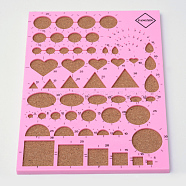 DIY Paper Quilling Tool, Plastic Quilling Work Board with Sponge, Pink, 210x150x8mm(X-DIY-R067-16)