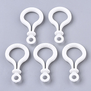 Opaque Solid Color Bulb Shaped Plastic Push Gate Snap Keychain Clasp Findings, White, 57.5x32x12mm, Hole: 6mm(KY-T021-01L)