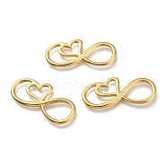 304 Stainless Steel Links, Infinity with Heart, Golden, 18x40x2mm, Hole: 4~12.5x15~15.5mm(STAS-F263-05G)