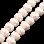AB Color Plate Glass Beads Strands, Opaque Color, Faceted Half Round, Old Lace, 7~7.5x5mm, Hole: 1mm, about 80pcs/strand, 20.87''~21.26''(53~54cm)(EGLA-P051-02A-B01)