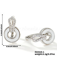 Cute Hoop Earrings, with Rhinestones and Safety Buckle, Trendy and Fashionable, Silver, 13x9mm(MW8233-1)