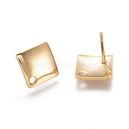 304 Stainless Steel Stud Earring Findings, Rhombus, Golden, 13.5x13.5x1.4mm, Hole: 1.5mm, Pin: 0.8mm(STAS-E482-02G)