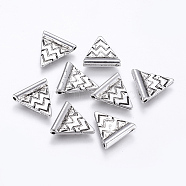 CCB Plastic Beads, Triangle, Antique Silver, 14x13.5x3mm, Hole: 1mm(CCB-K003-03AS)