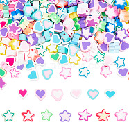 Nbeads 240Pcs 2 Styles Handmade Polymer Clay Beads, Heart & Star, Mixed Color, 120pcs/style(CLAY-NB0001-56)