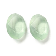 Frosted Glass Rhinestone Cabochons, Faceted, Pointed Back, Egg Shape, Chrysolite, 14x10x5.5mm(RGLA-G022-05A-238)