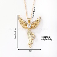 Fashionable and Elegant Butterfly Brass Pendant Necklaces, with Cable Chain for Women Girl, Golden, 15.75 inch(40cm)+5cm(QH8732-1)