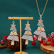 Christmas Tree Alloy Pendant Necklaces & Dangle Earrings Sets, Platinum & Golden, 450mm & 68x33mm(WG3F9DA-03)