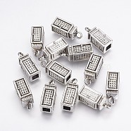 Tibetan Style Alloy Pendants, Cadmium Free & Nickel Free & Lead Free, Telephone Booth, Antique Silver, 23x8x8mm, Hole: 2~4.5mm(X-TIBEP-21785-AS-NR)