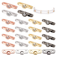 AHADERMAKER 24Pcs 4 Colors Rack Plating Brass Pave Clear Cubic Zirconia Connector Charms, Long-Lasting Plated, Cadmium Free & Lead Free, Oval, Mixed Color, 10.5x4x3mm, Hole: 1.5mm, 6pcs/colors(KK-GA0001-35)