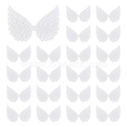 AHADEMAKER 50Pcs Cloth Embossed Wing Ornament Accessories, with Glitter Power, Sewing Craft Decoration, White, 65x93x1mm(FIND-GA0002-55)