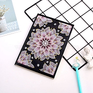 DIY Diamond Painting Notebook Kits, including PU Leather Book, Resin Rhinestones, Diamond Sticky Pen, Tray Plate and Glue Clay, Lotus Pattern, 210x150mm, 50 pages/book(DIAM-PW0001-198-32)