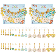 Flower & Bee Pendant Stitch Markers, Alloy Enamel & Glass Crochet Lobster Clasp Charms, Locking Stitch Marker with Wine Glass Charm Ring, Mixed Shapes, Mixed Color, 3.5~5.3cm, 8 style, 2pcs/style, 16pcs/set(HJEW-AB00355)