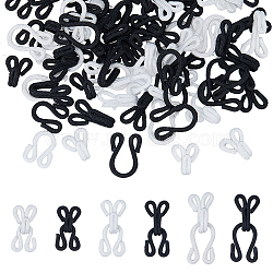 72Pcs 6 Styles Polyester Garment Hook and Eye, Collar/Dress/Trouser Buckle Hooks Eyes, Mixed Color, 24~37x12~13.5x8~9mm, Hole: 7~14x4.5~9mm, 12pcs/style(FIND-DC0005-57)