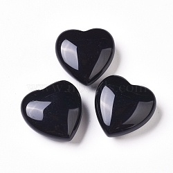 Natural Obsidian Heart Love Stone, Pocket Palm Stone for Reiki Balancing, 29~30.5x30x13.5~14mm(G-L533-05)