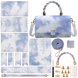 DIY Imitation Leather Sew on Women's Marble Pattern Handbag Making Kits, include Needle, Screwdriver, Thread, Clasp, Lilac, Finished: 13x20x7cm(DIY-WH0320-18B)