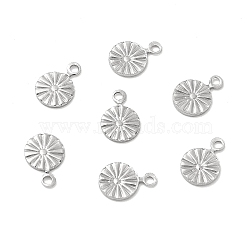 304 Stainless Steel Charms, Flat Round Charm, Stainless Steel Color, 9.5x6.5x1mm, Hole: 1.2mm(STAS-P319-30P-02)