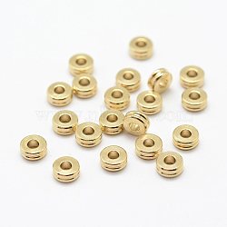 Brass Spacer Beads, Flat Round, Nickel Free, Raw(Unplated), 8x2mm, Hole: 2mm(KK-J270-21C-D)