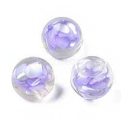 Transparent Acrylic Cabochons, with Shell, Round, Lilac, 16x12mm(TACR-N006-77B-03)