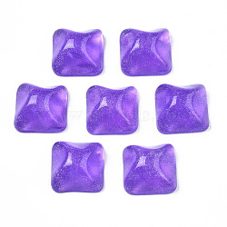 Transparent Resin Cabochons, Water Ripple Cabochons, with Glitter Powder, Square, Slate Blue, 16x16x8.5~9mm(CRES-N031-004A-C01)