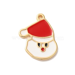 Christmas Brass Enamel Pendants, Golden, Santa Claus, 14x11x1mm, Hole: 0.9mm(KK-P278-01B-G)