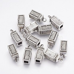 Tibetan Style Alloy Pendants, Cadmium Free & Nickel Free & Lead Free, Telephone Booth, Antique Silver, 23x8x8mm, Hole: 2~4.5mm(X-TIBEP-21785-AS-NR)