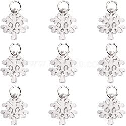 Unicraftale 10Pcs Eco-Friendly 316 Surgical Stainless Steel Micro Pave Clear Cubic Zirconia Charms, Long-Lasting Plated, Tree, Stainless Steel Color, 12x11x1.5mm, Hole: 3.5mm(RB-UN0001-05P)