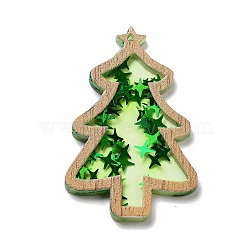 Christmas Theme Opaque Printed Acrylic Pendants, Christmas Tree, Green, 39.5x25.5x2.5mm, Hole: 1.2mm(SACR-Z005-02C)