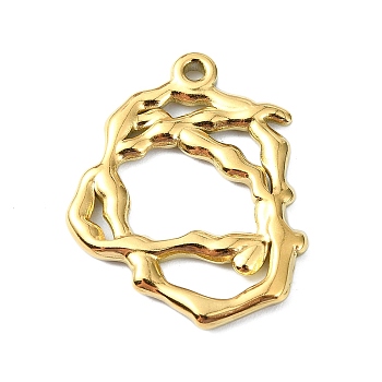 Ion Plating(IP) 304 Stainless Steel Pendants, Real 18K Gold Plated, Irregular Ring Charm, 25x20x2mm, Hole: 1.5mm
