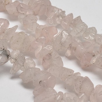Chip Natural Rose Quartz Beads Strands, 5~8x5~8mm, Hole: 1mm, 34 inch